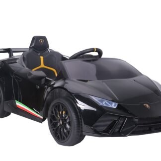 Coche Lamborghini Huracán 12v, Negro, 4 motores 12V, asiento cuero, ruedas goma  INDA230-LEG6950829